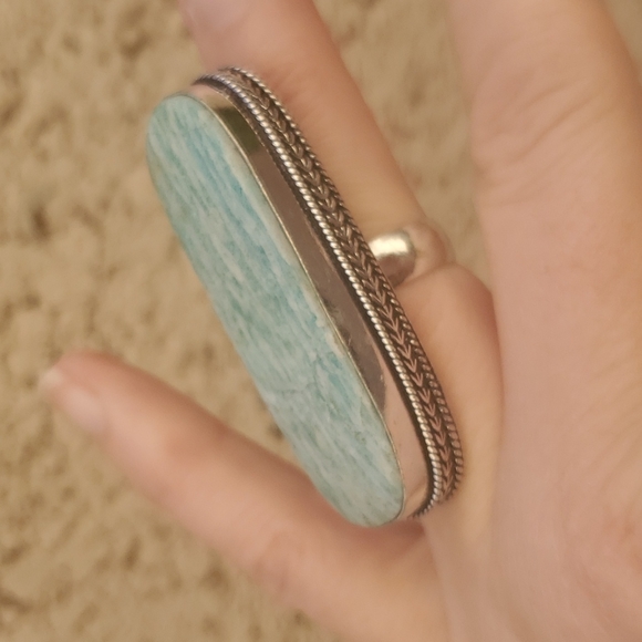 New Oversized Amazonite 925 Silver Statement Ring. - Picture 8 of 14